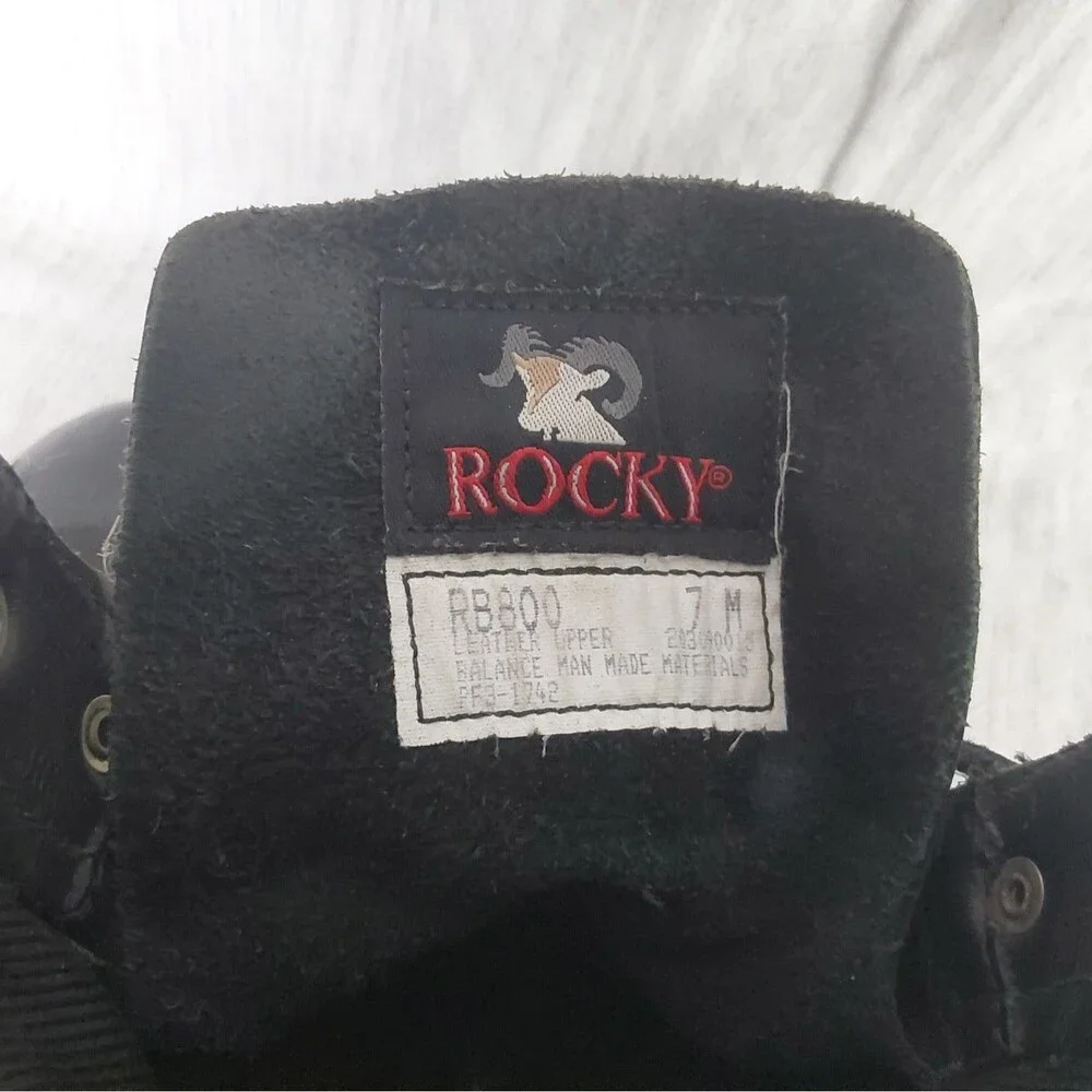 ROCKY Mens Size 7 M Black Leather Postal Duty Boots SR/USA Slip Resistant